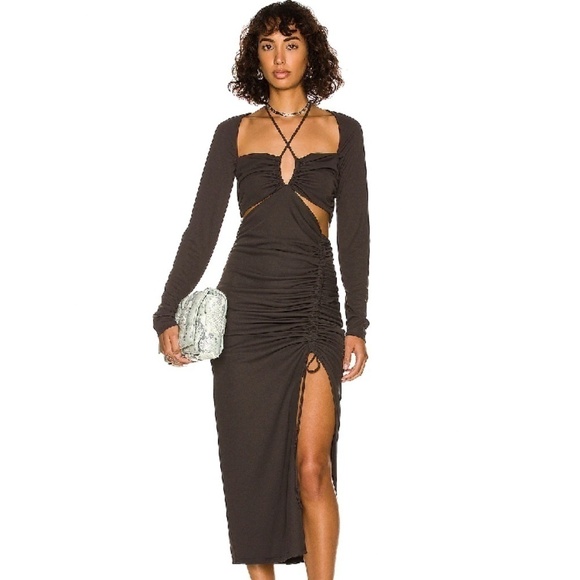 NWT Nicholas Alexa Midi Dress in Charcoal size 6 cutout contemporary - Picture 1 of 7